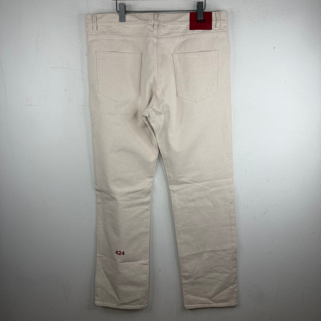 424 White Loose Fit 5 Pocket Straight Jeans