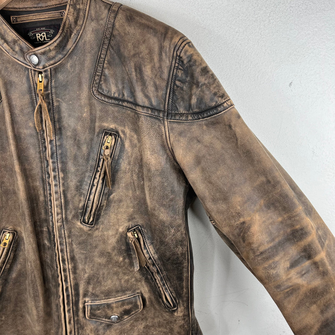 RRL Distressed Moto Leather Cowhide Jacket