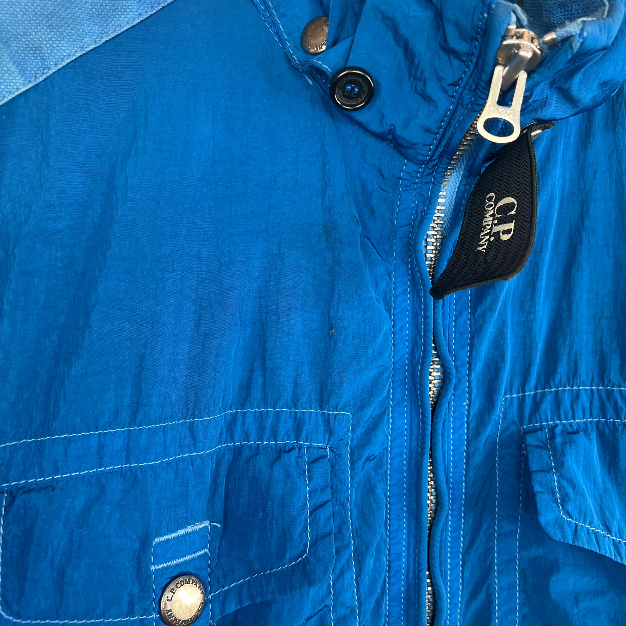 CP Company Blue Polyamide Goggle Jacket