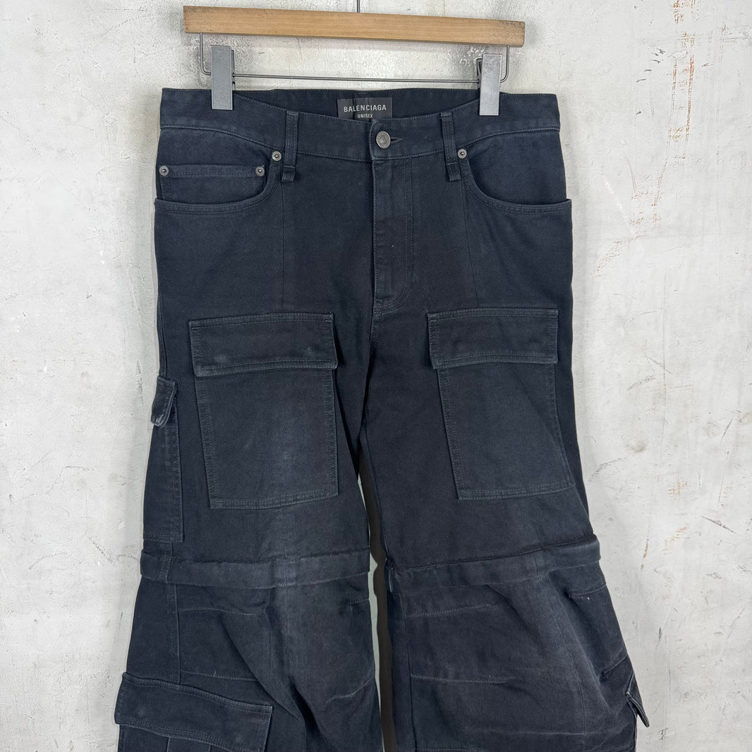 Balenciaga 2023 Denim Flared Convertible Cargos