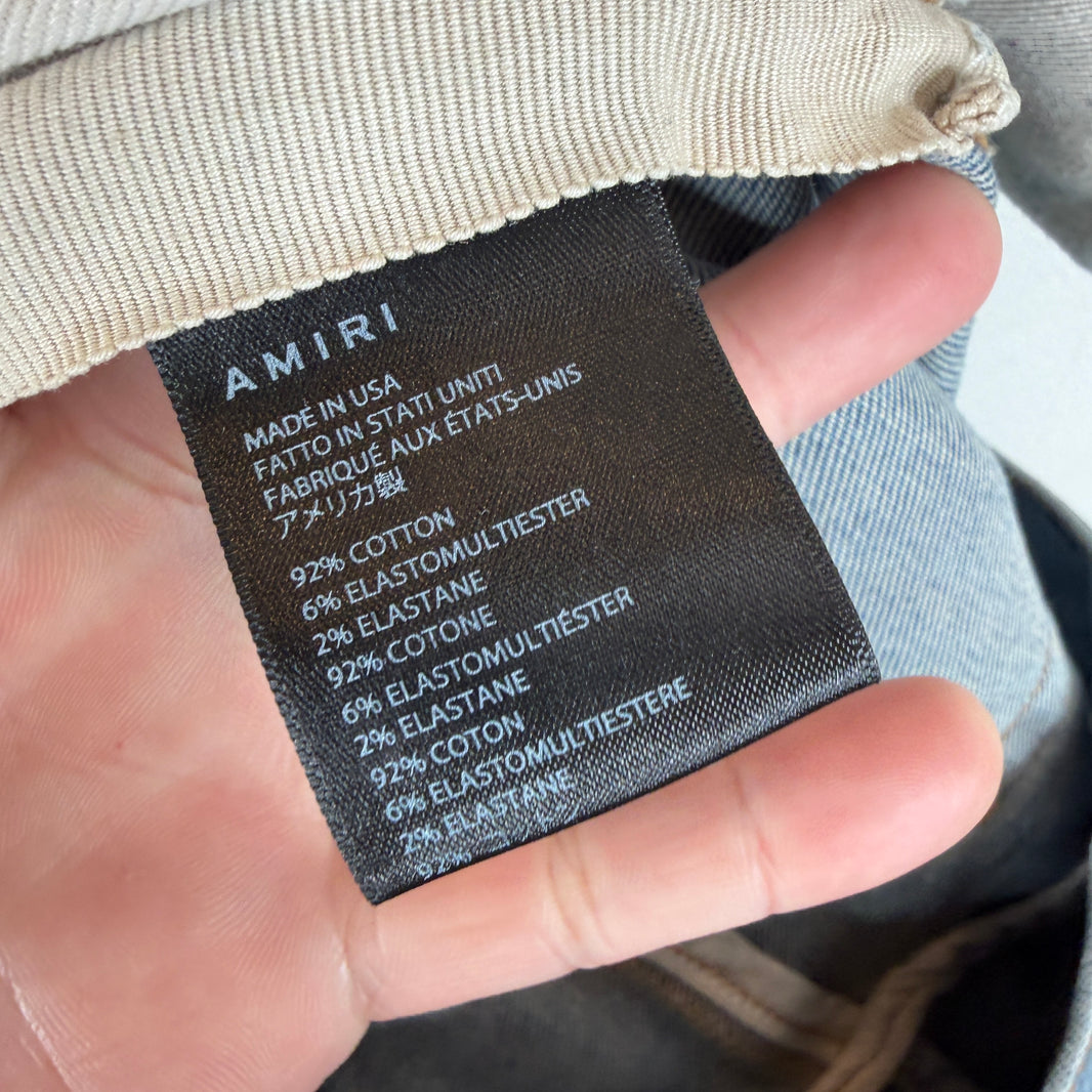 Amiri Distressed Blue Skinny Jeans
