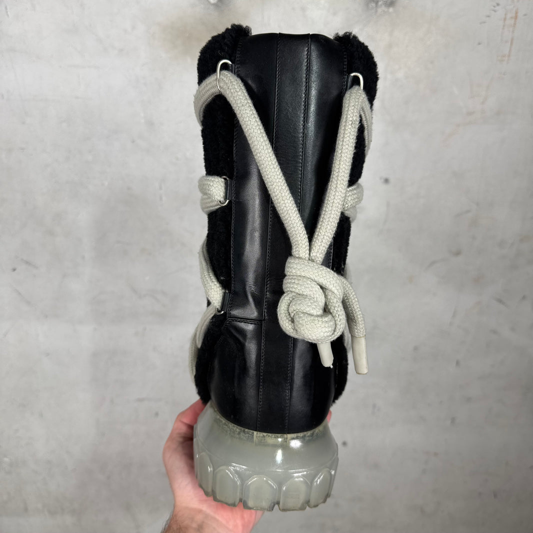 Rick Owens Lunar Megalace Shearling Tractor Boots