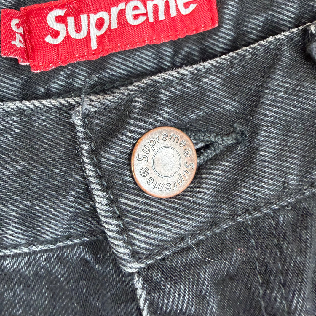 Supreme Faded Black Double Knee Jeans