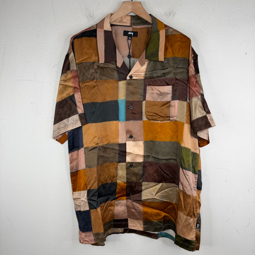 Stussy Printed Patchwork Silk Button Up Shirt