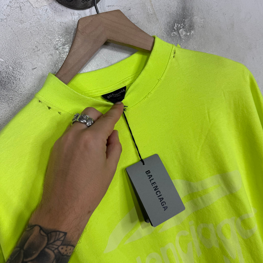 Balenciaga Neon Warped Logo T-Shirt