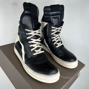 Rick Owens Black/White Geobasket Sneakers
