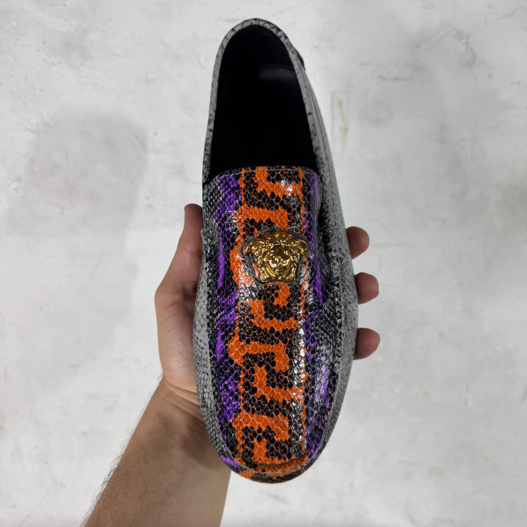 Versace Snake-Print Medusa Loafers