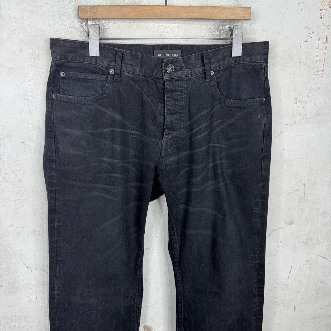 Balenciaga Black Whiskered Flare Jeans