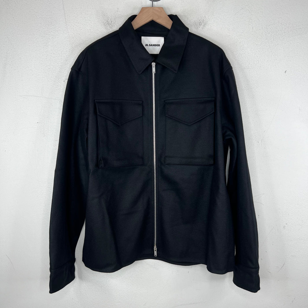 Jil Sander Black Wool Zip Up Overshirt