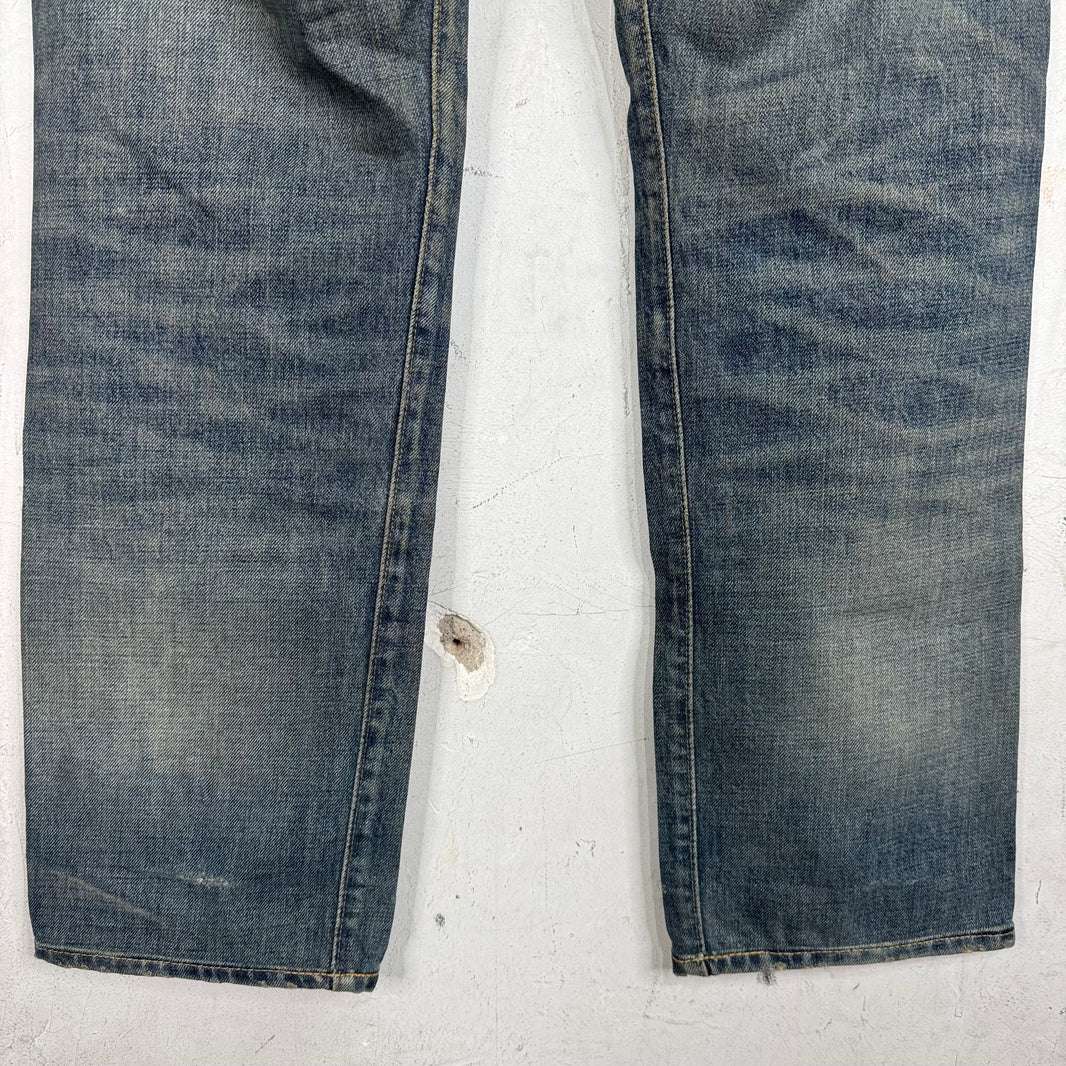 RRL Faded Medium Wash Straight Legged Jeans