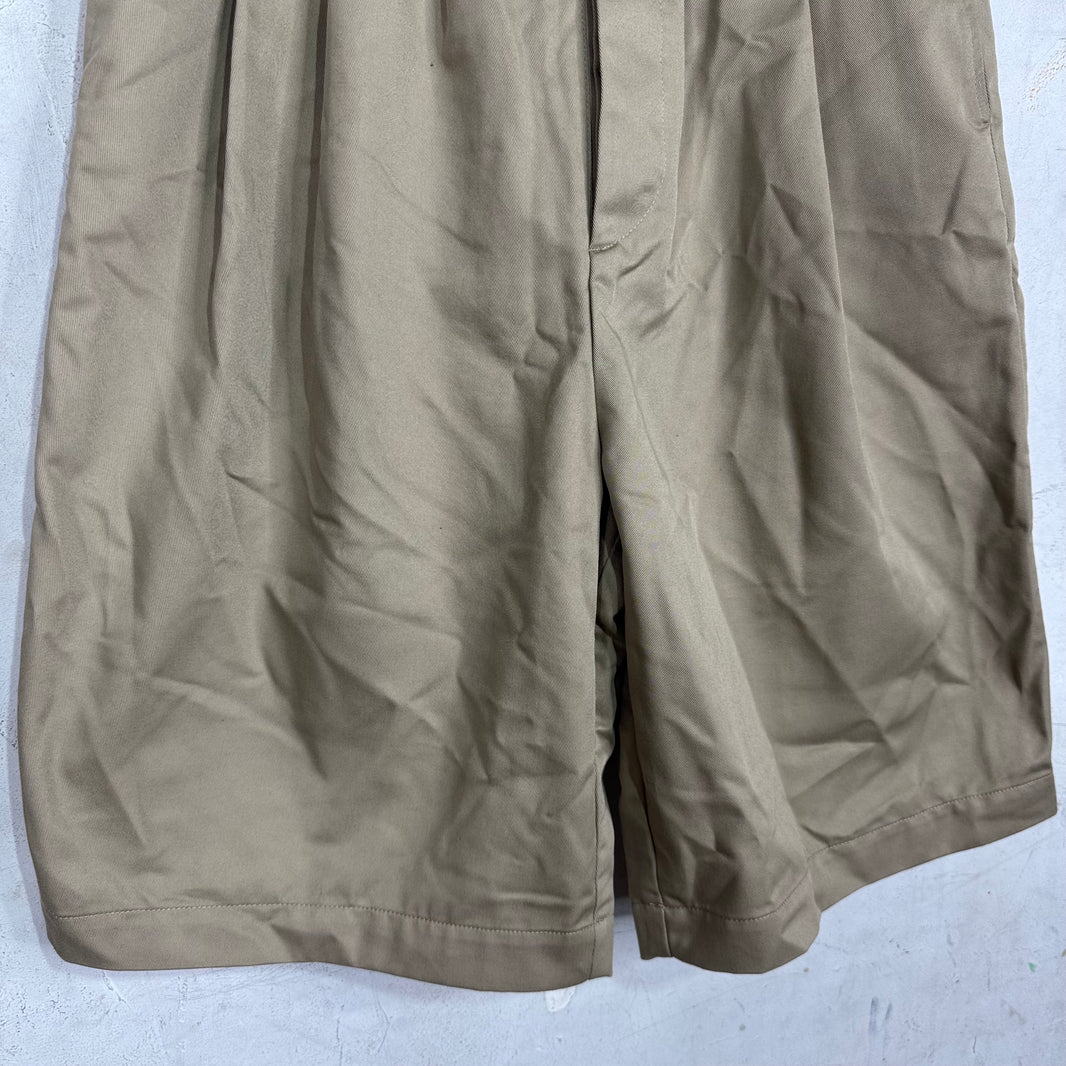 Willy Chavarria Khaki Pleated Canvas Shorts