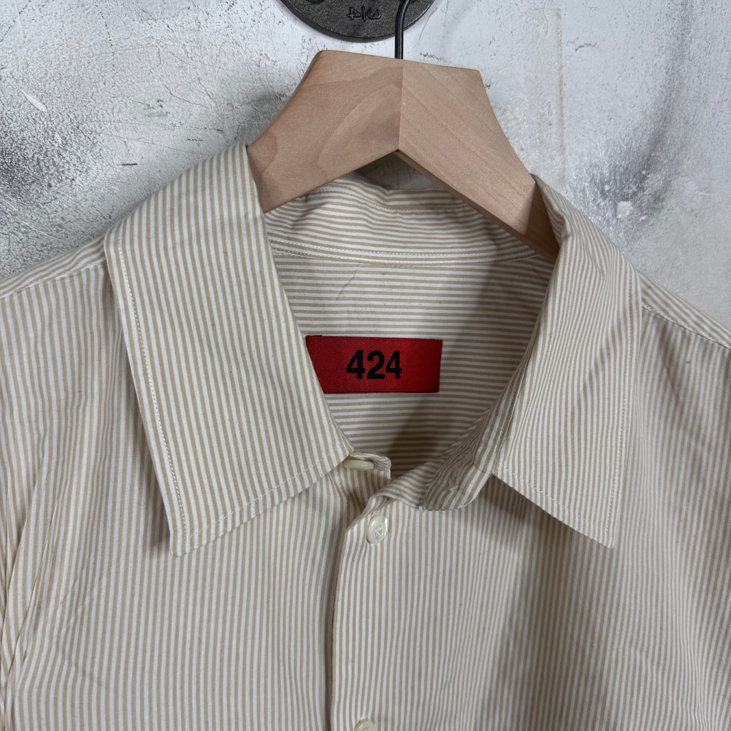 424 Striped Pinched Button-Up Shirt