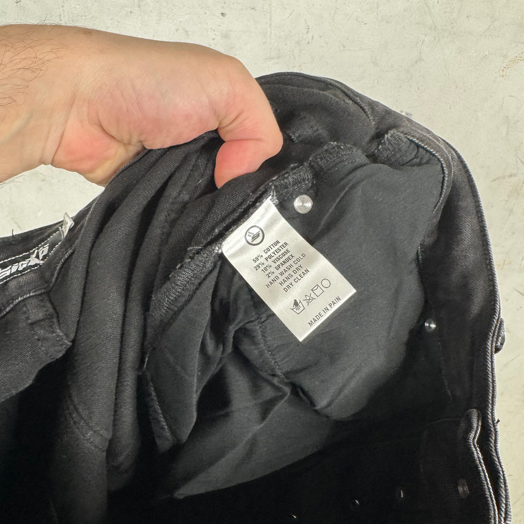 Sicko Embroidered Washed Black Jeans
