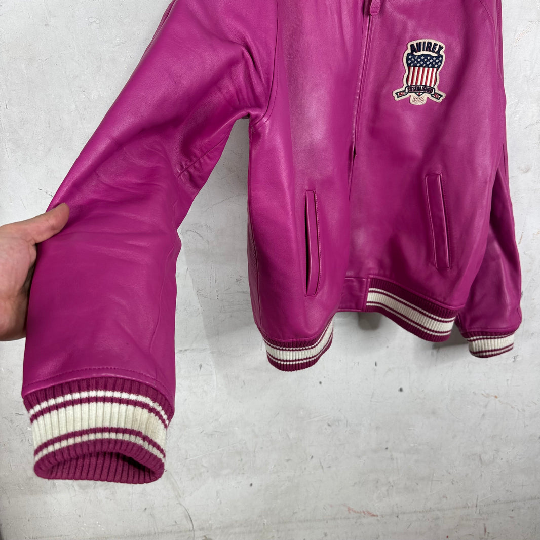 Avirex Pink Crest Leather Jacket