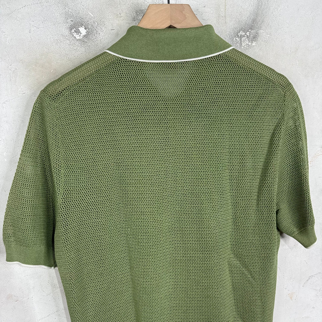 Prada Green Knitted Mesh Polo