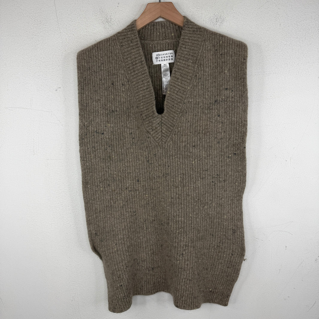 Margiela Brown Wool Cashmere Blend Open Side Cowl Vest