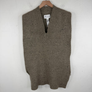 Margiela Brown Wool Cashmere Blend Open Side Cowl Vest