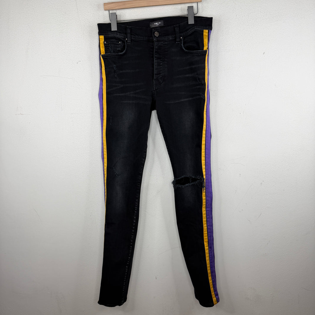 Amiri Purple/Yellow Striped Jeans