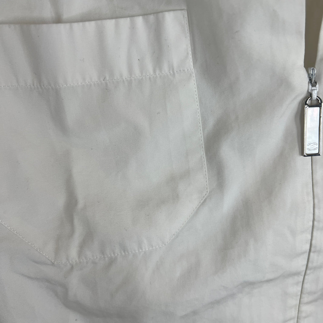 Chanel White Zip Up Thin Jacket