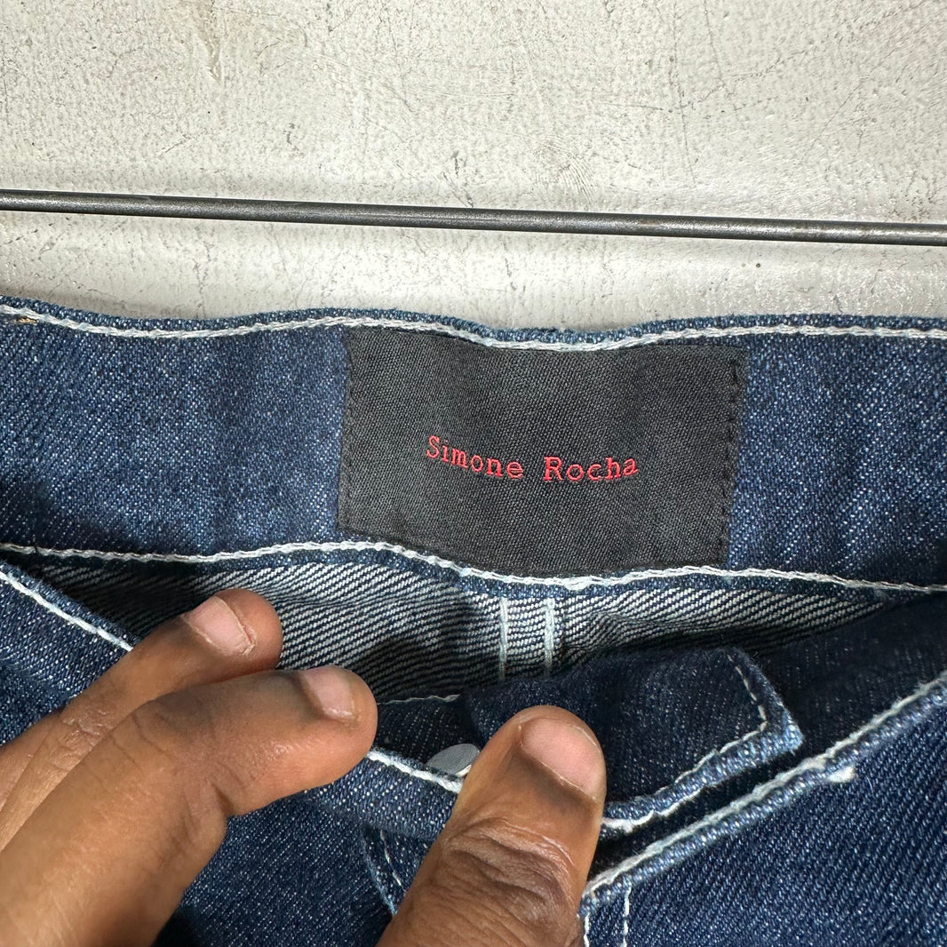 Simone Rocha Jeweled Carpenter Denim Shorts