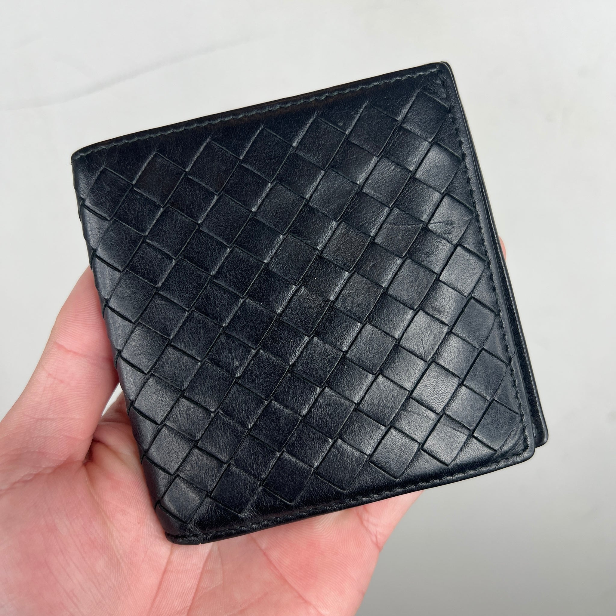 Bottega Veneta Black Intrecciato Bifold Wallet