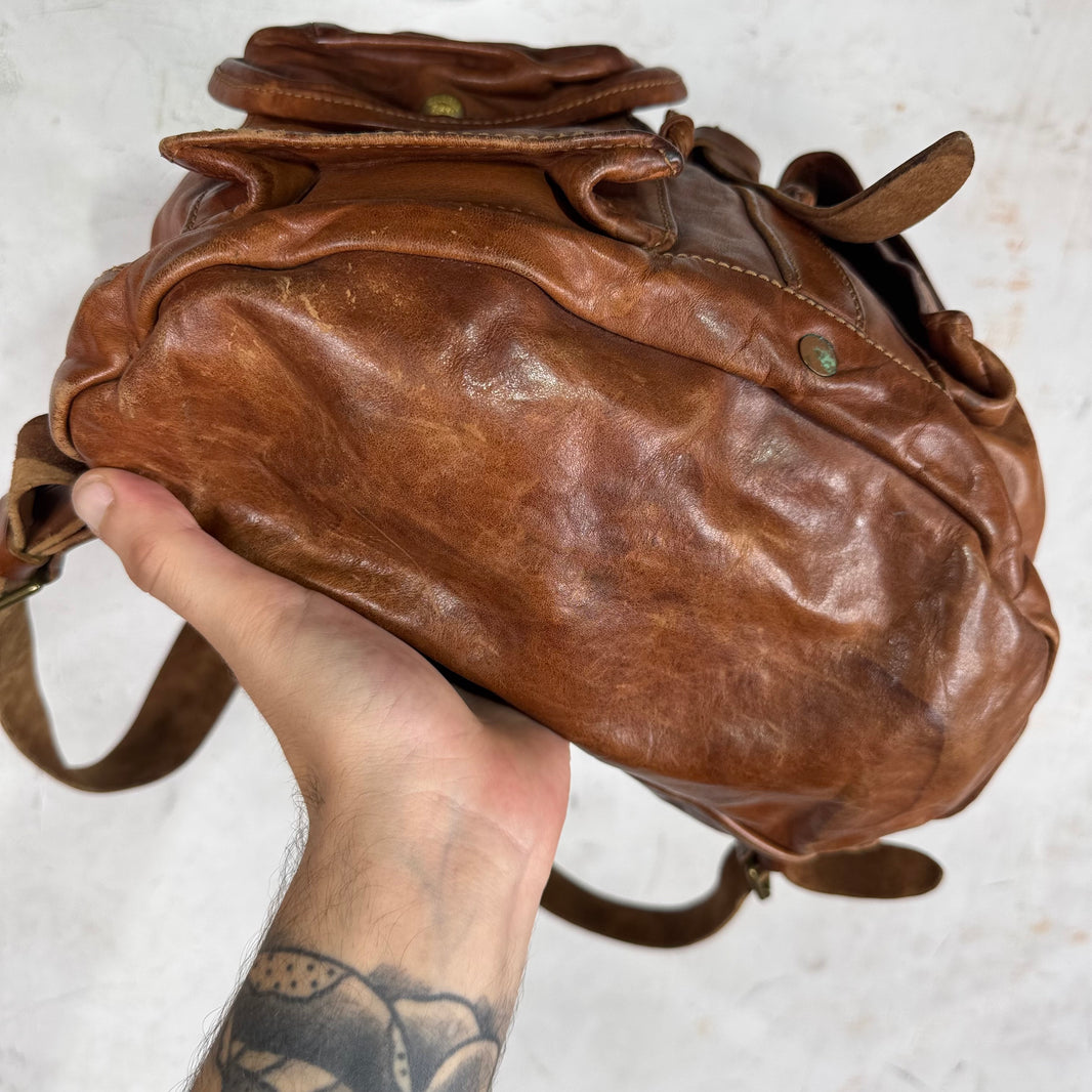 RRL Leather Flap Top Cinch Backback