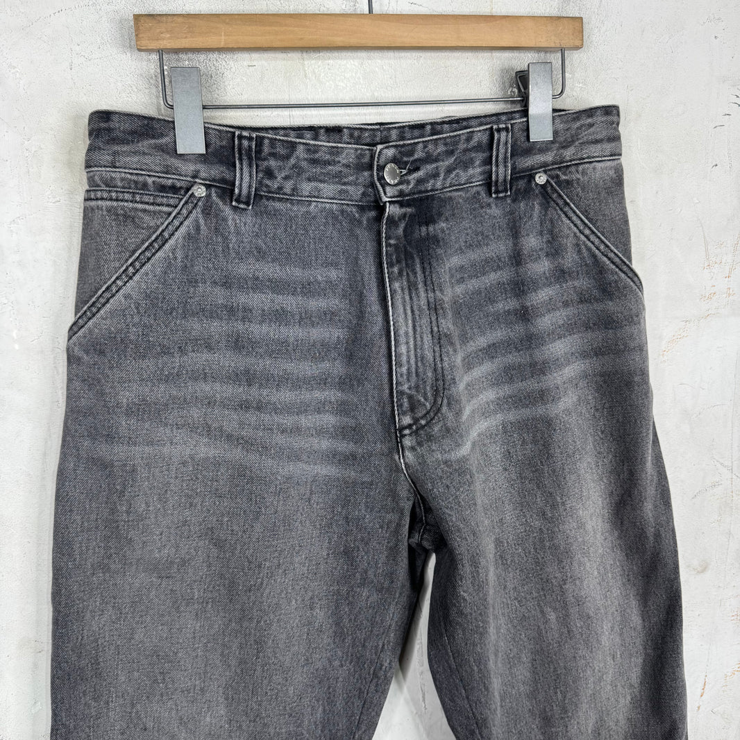 Prada Washed Charcoal Plaqued Carpenter Jeans