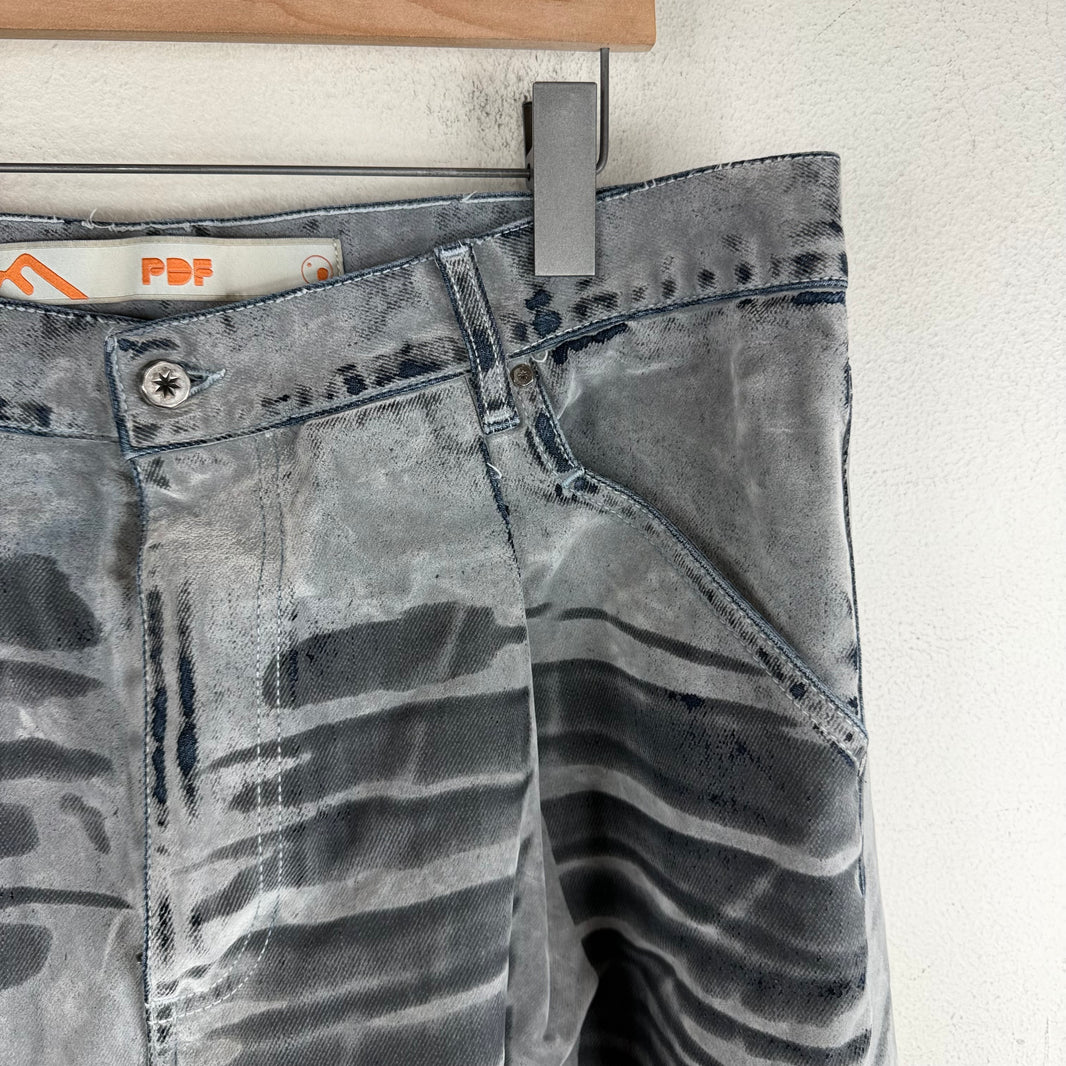 PDFCHANNEL Grey Felt Coated Baggy Jeans