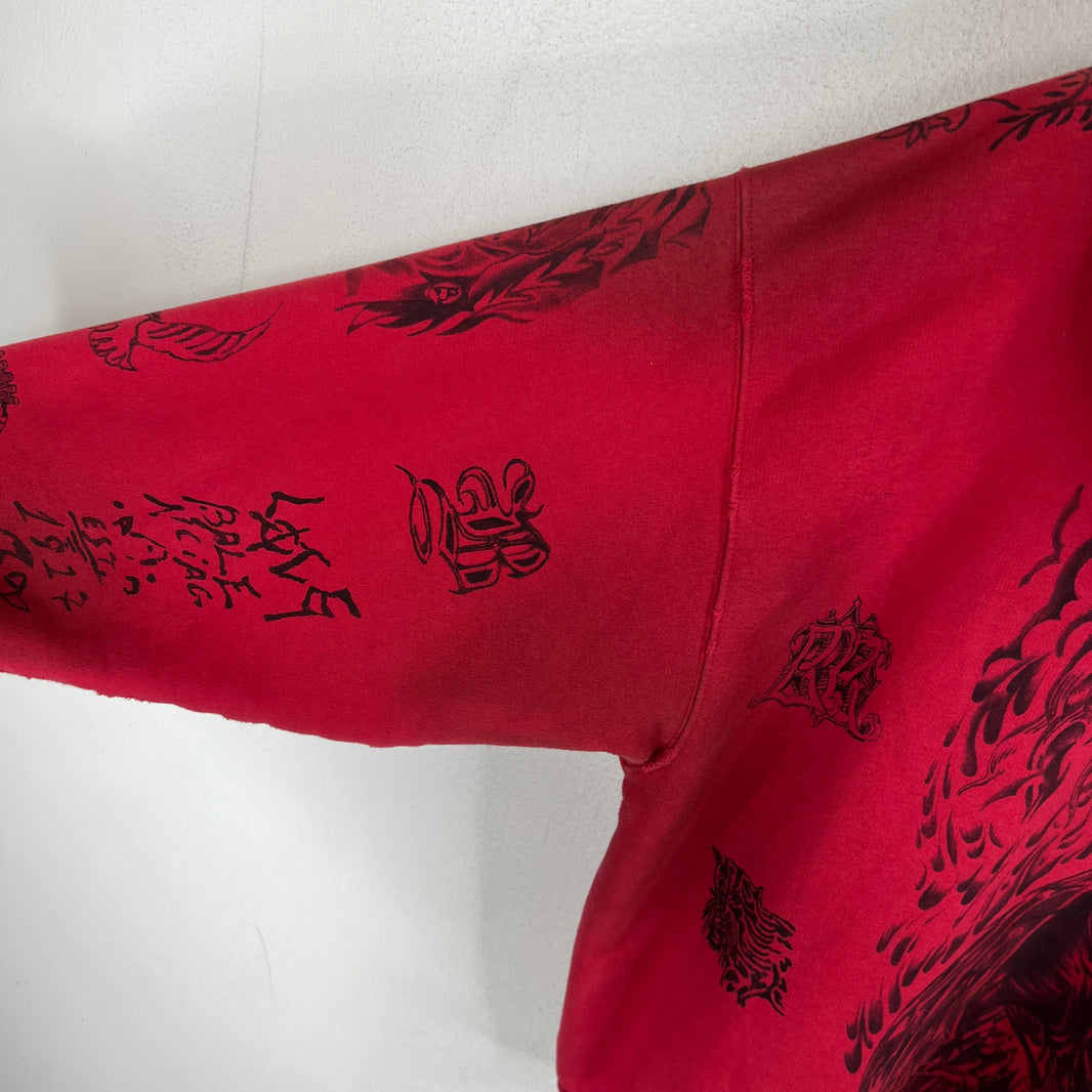 Balenciaga Red Tattoo Zip-Up Hoodie