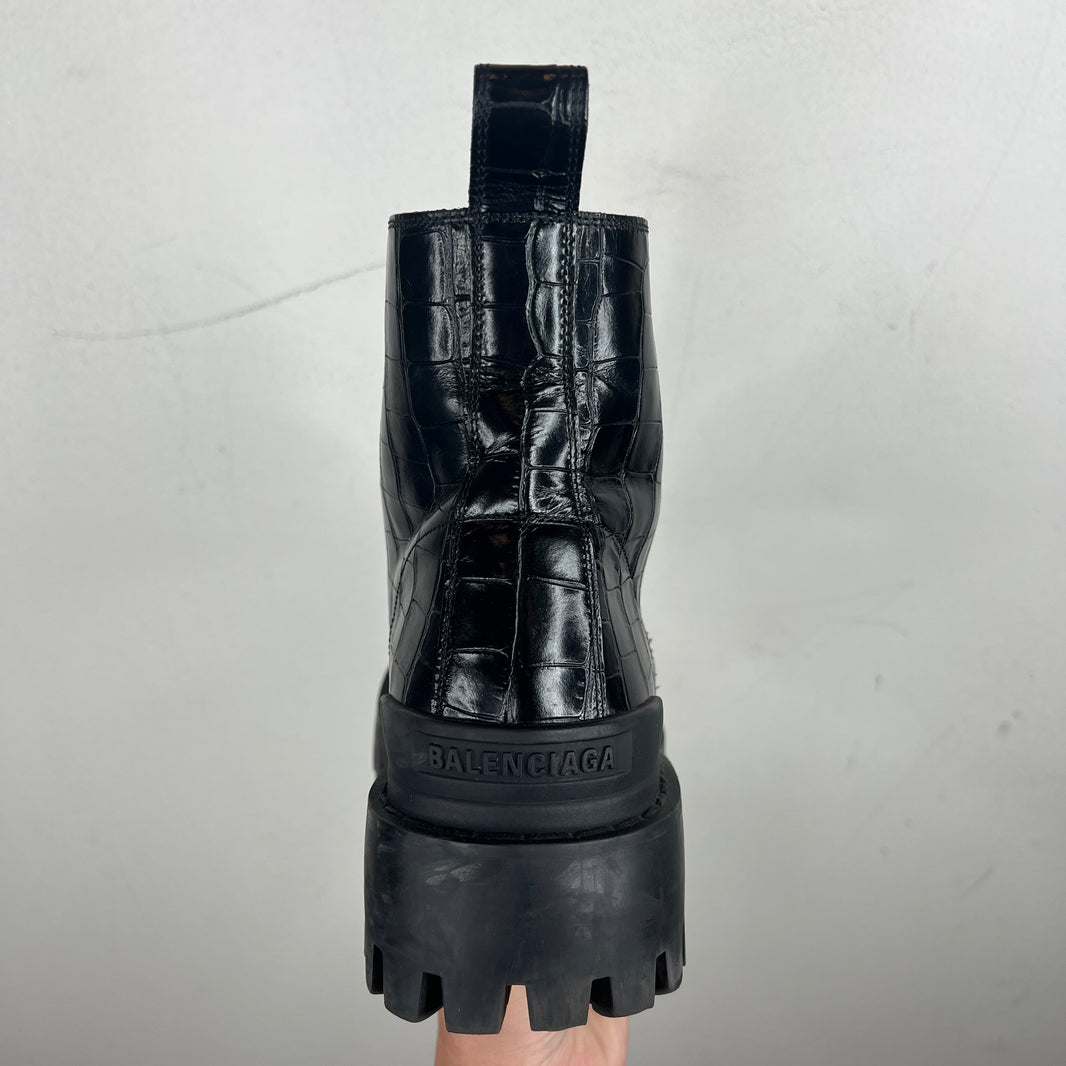 Balenciaga Croc Leather Strike Boots