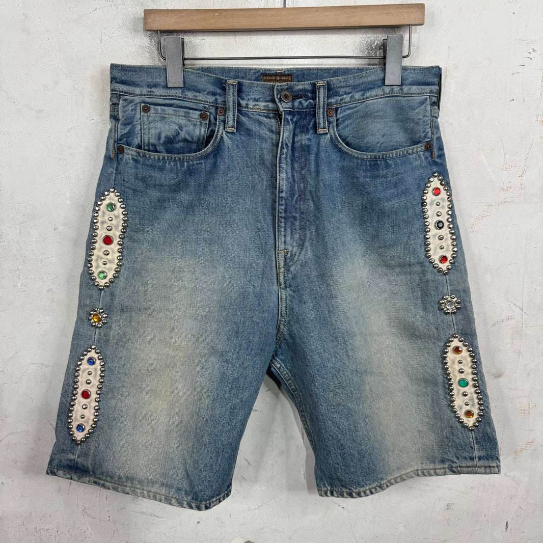 Kapital Rhinestone Studded Jean Shorts