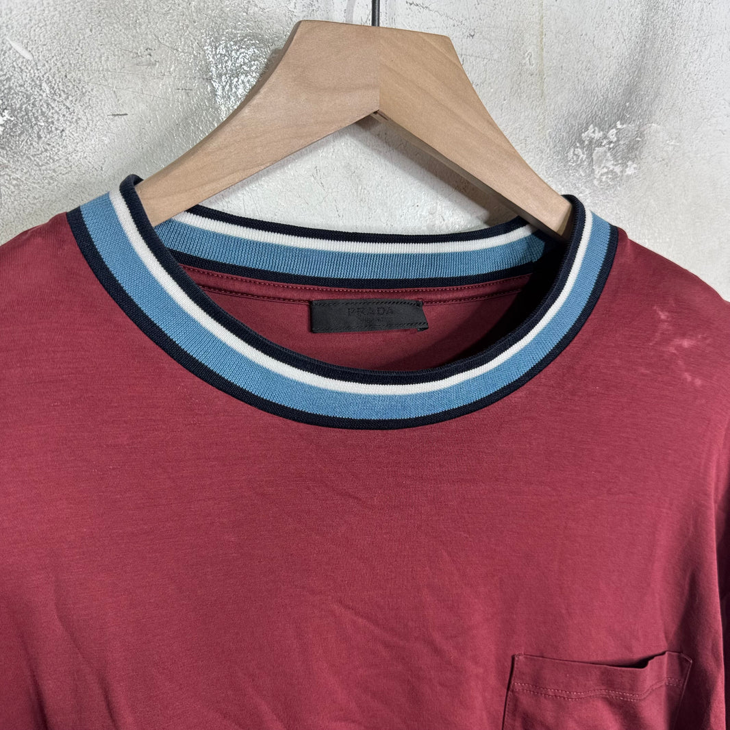 Prada Ribbed Maroon T-Shirt