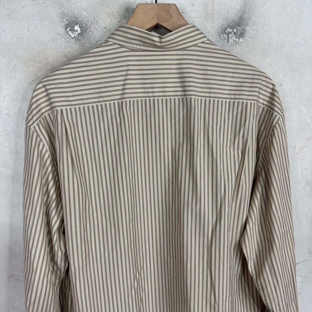 The Row Tan Striped Button Up