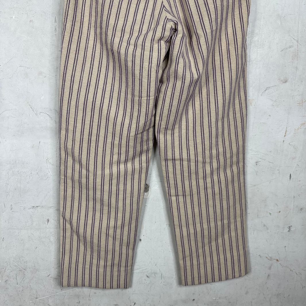 Bode Beige Purple Pinstriped Trousers