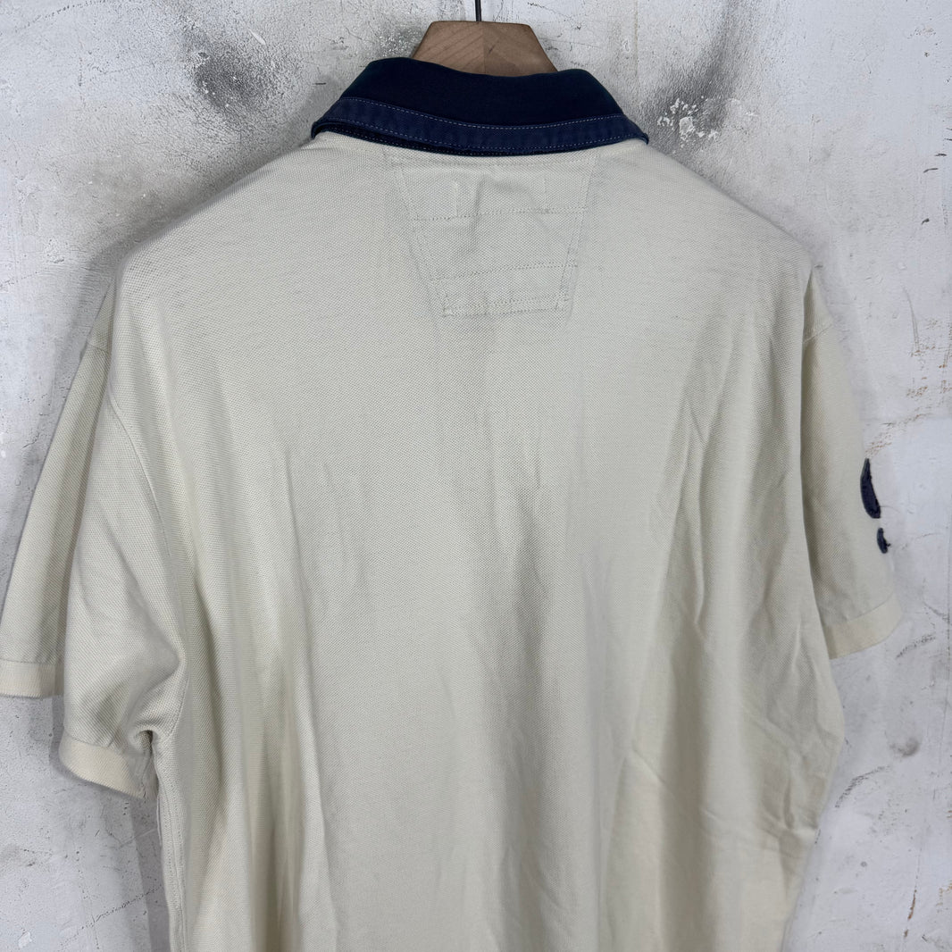 Ralph Lauren White/Navy Stencil Crest Pony Polo