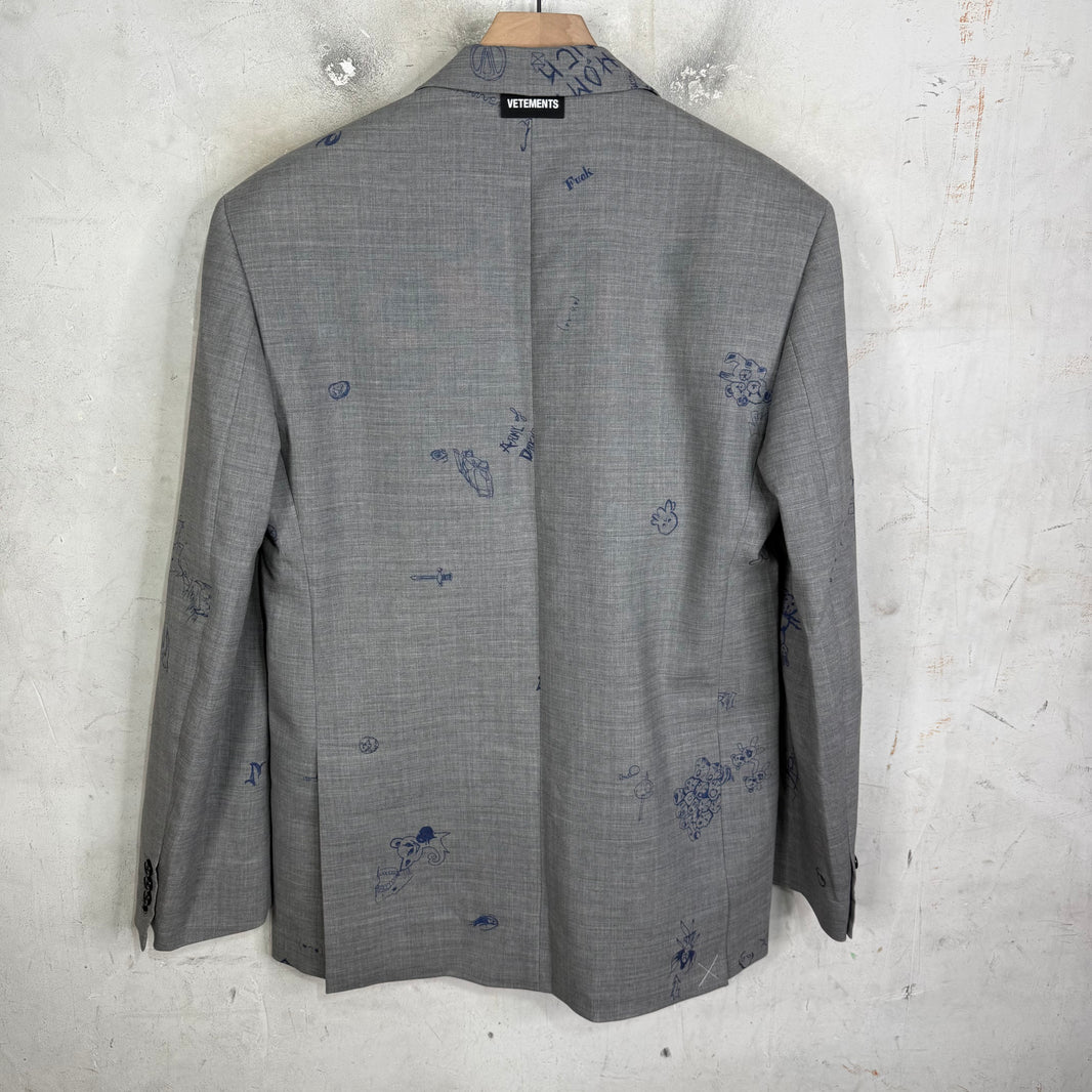 Vetements Grey Scribble Blazer
