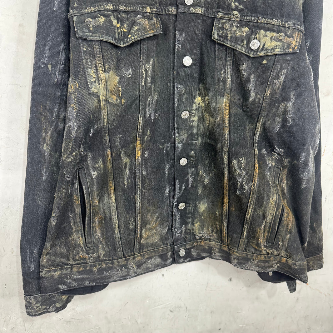 Balenciaga Distressed Mud Denim Jacket