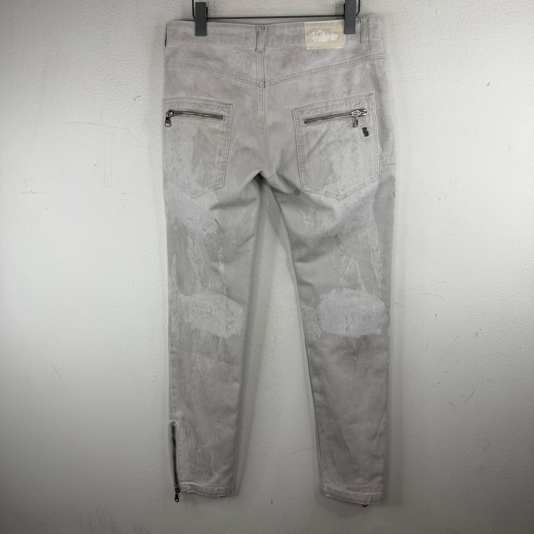 Pierre Balmain Gray Biker Denim Jeans
