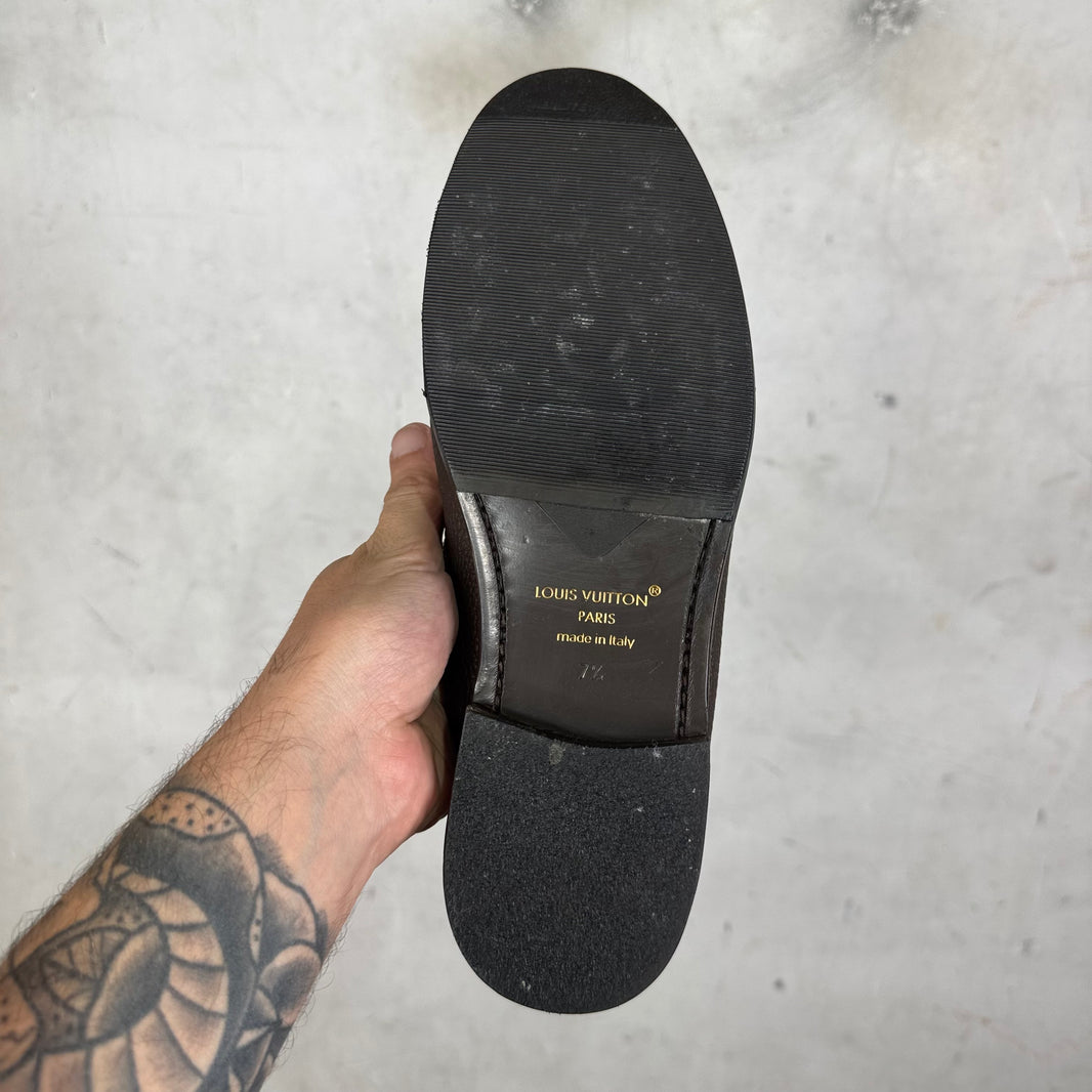 Louis Vuitton Brown Leather Buckled Loafers