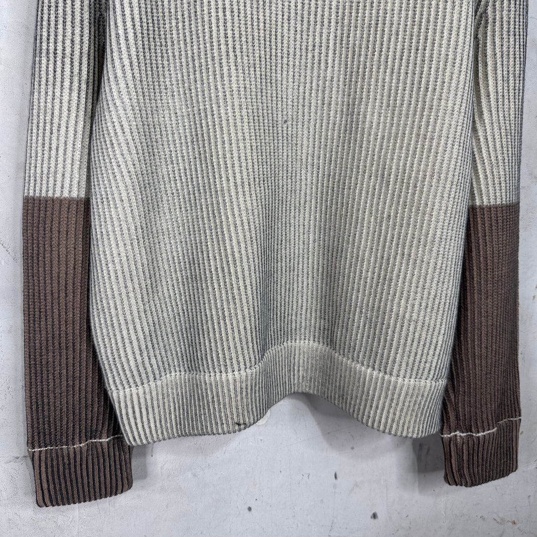 MM6 Two Tone Ribbed Knit Zip Cardigan