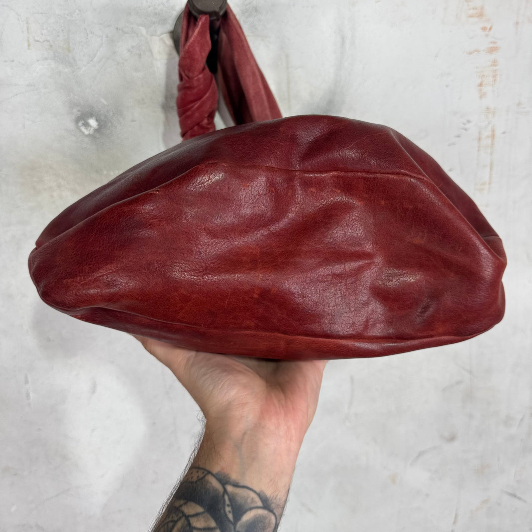 Margiela Red Leather Ring Tote Bag