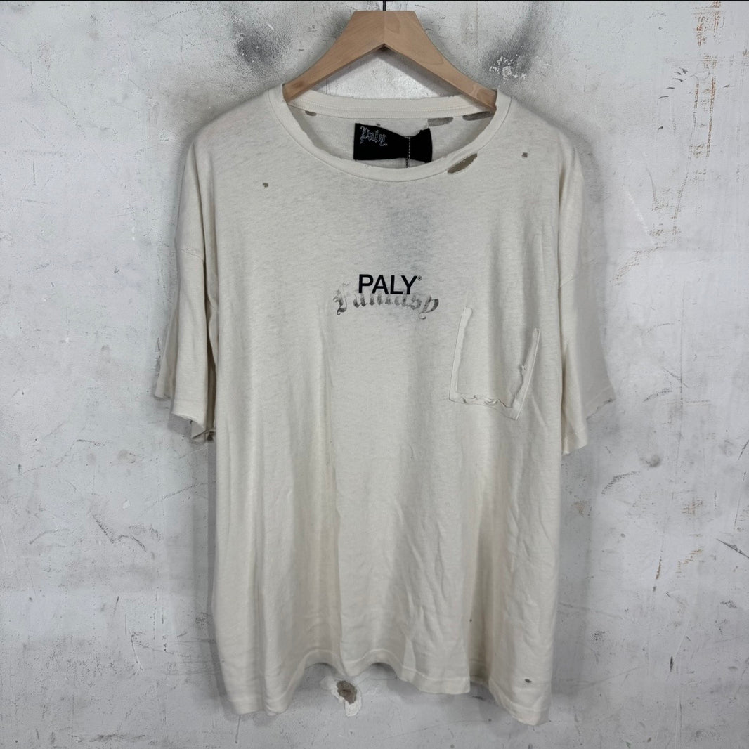 Paly White Ripped Pocket Logo T-Shirt