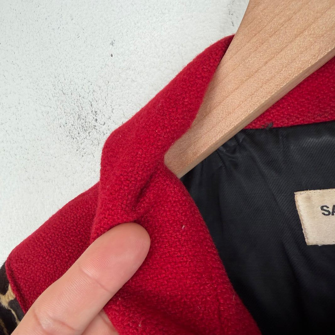 Saint Laurent Red Leopard Teddy Jacket