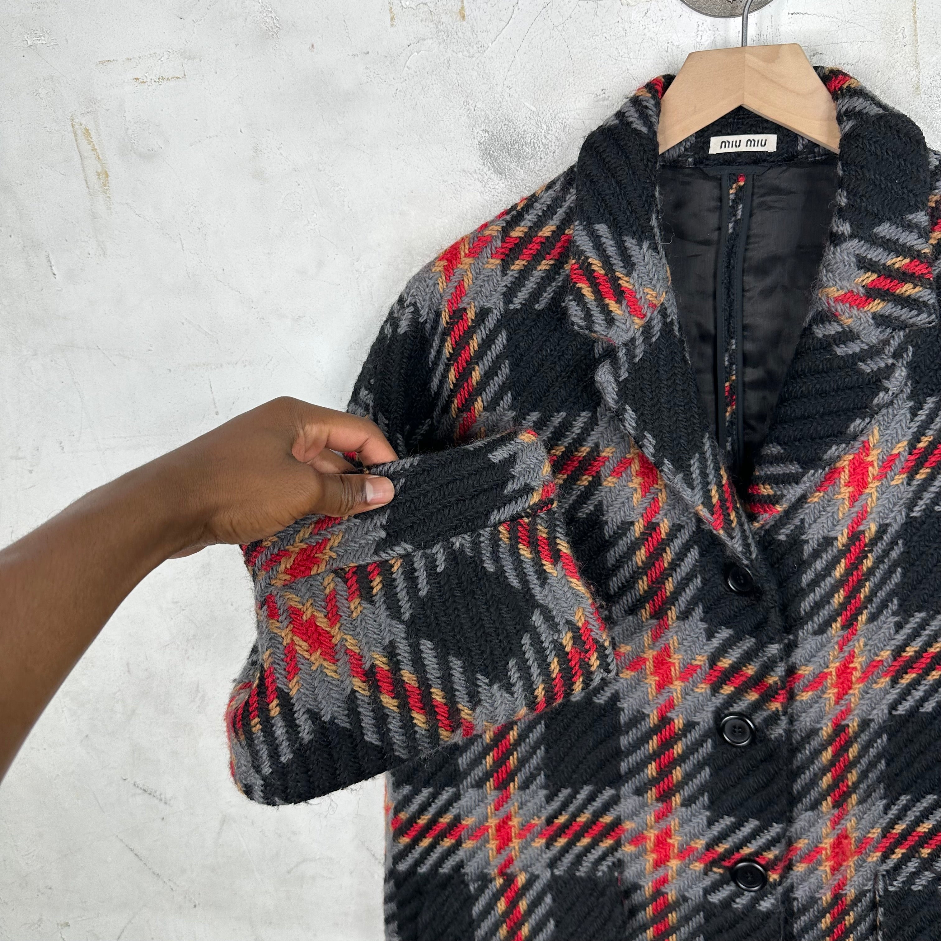 Miu Miu Knit Check Tooth Peacoat – www.Lukes.store
