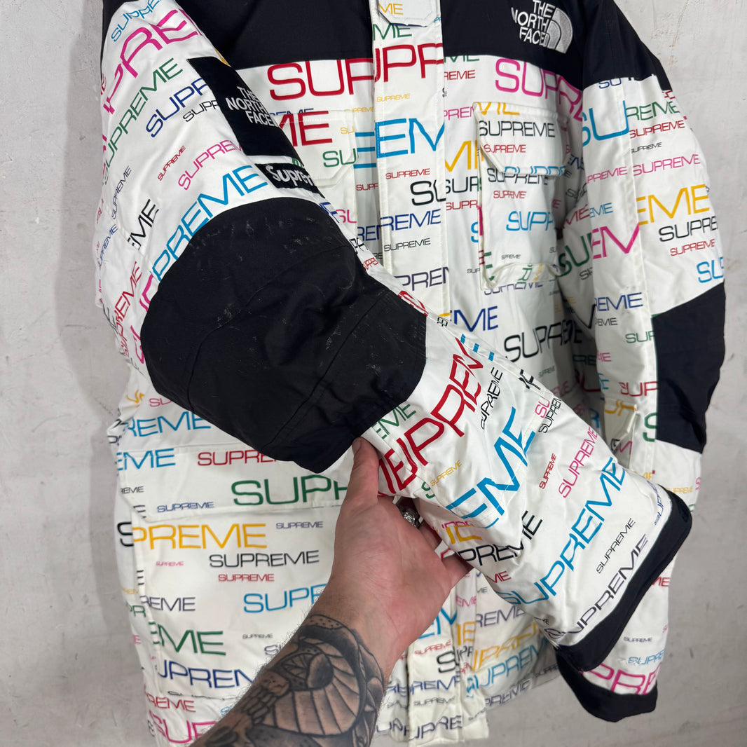 Supreme x TNF Multitcolor Script Puffer Parka Jacket