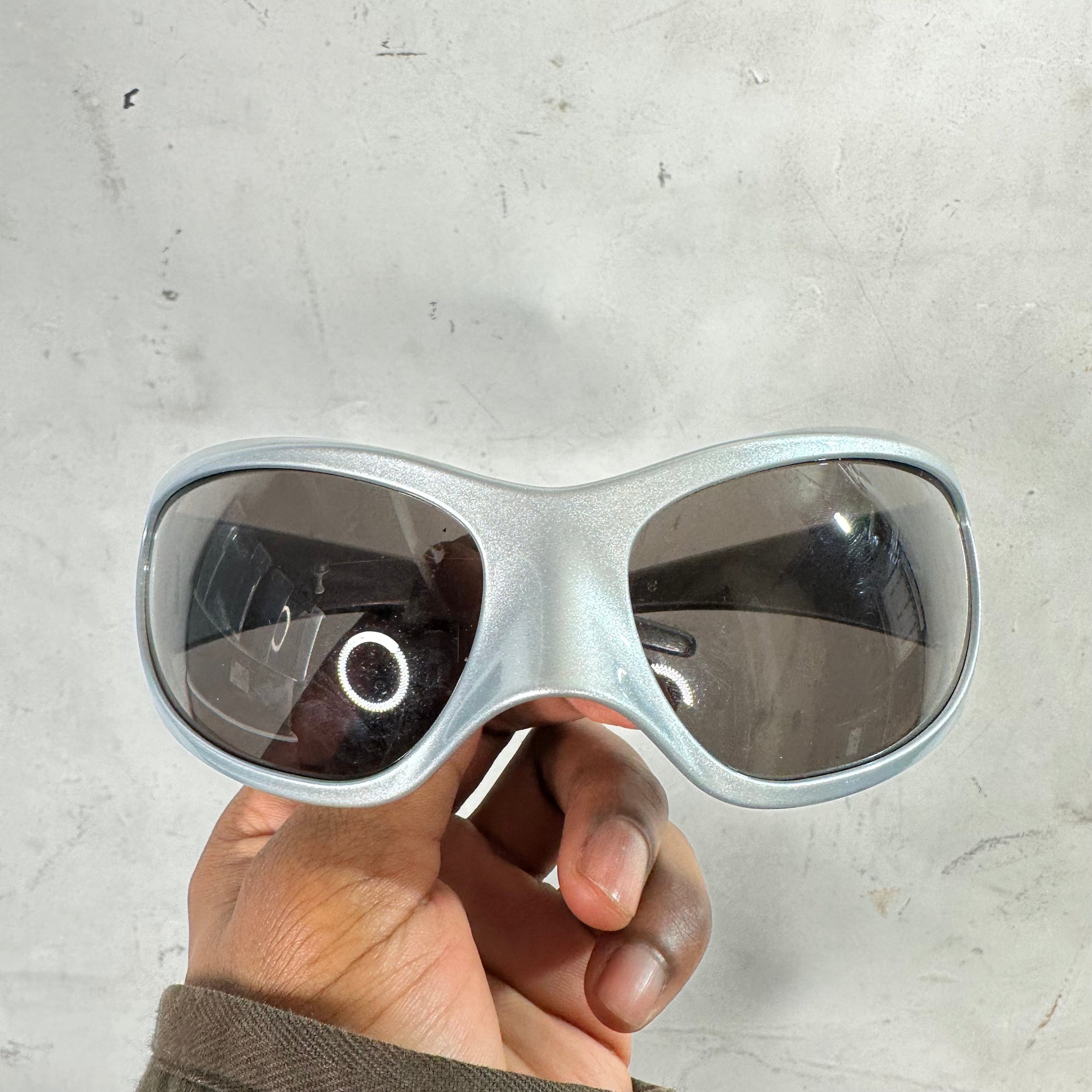 Balenciaga Silver XXL Skin Cat Sunglasses