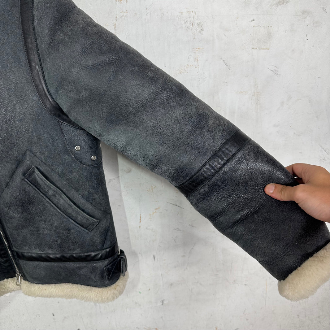 Acne Studios Blisterred Leather Shearling Pilot Jacket