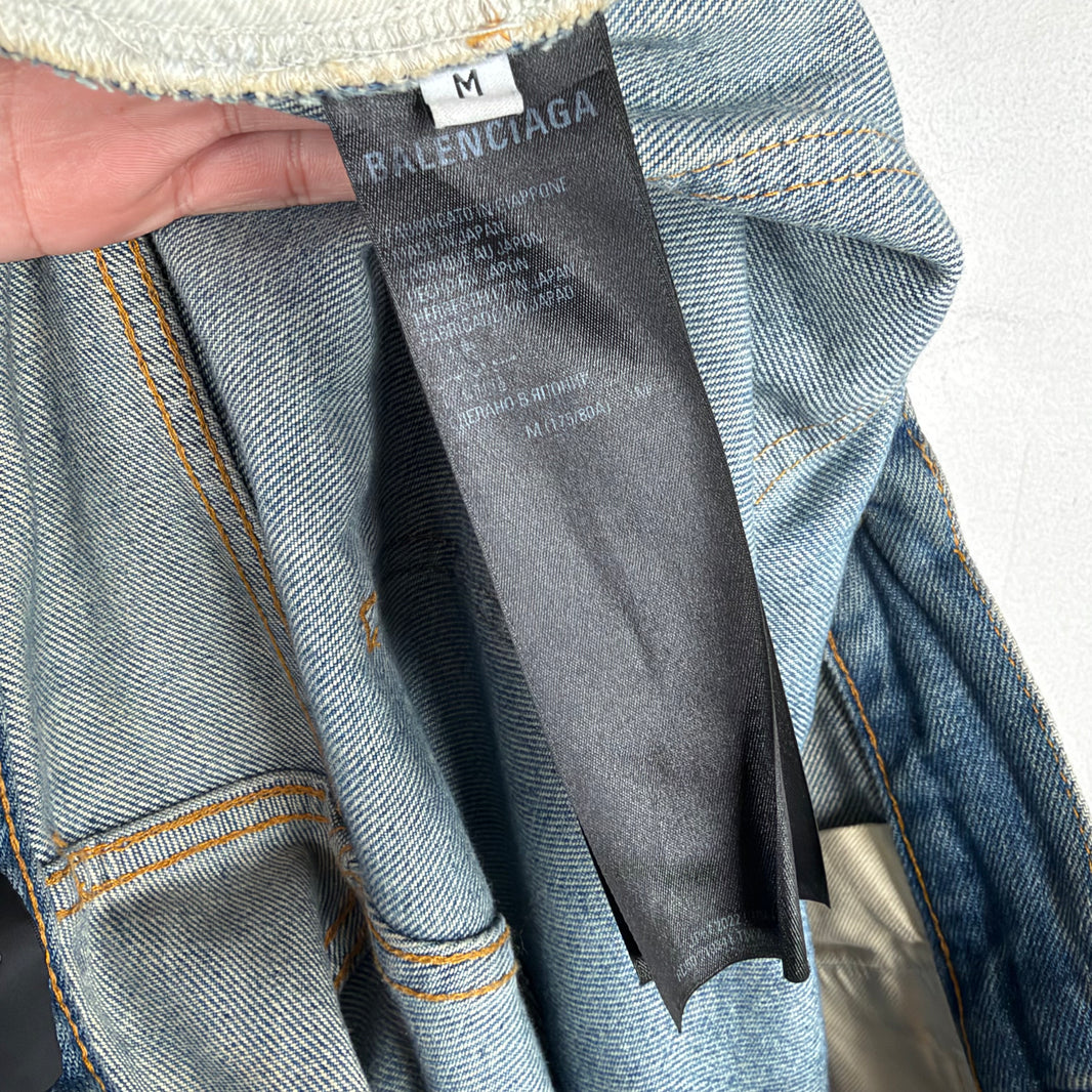 Balenciaga Waxed Mud Blue Wash Baggy Jeans
