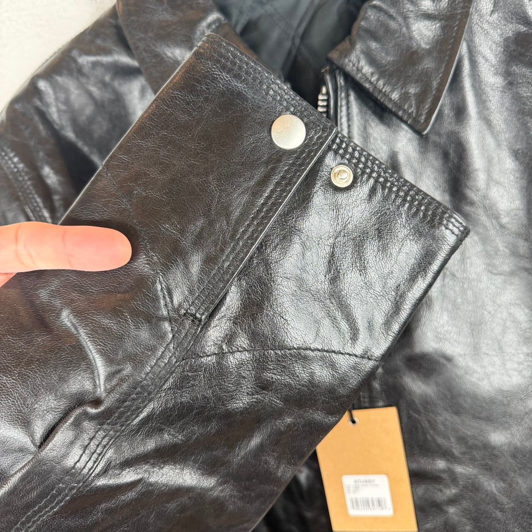 Stussy Black Leather Garage Jacket