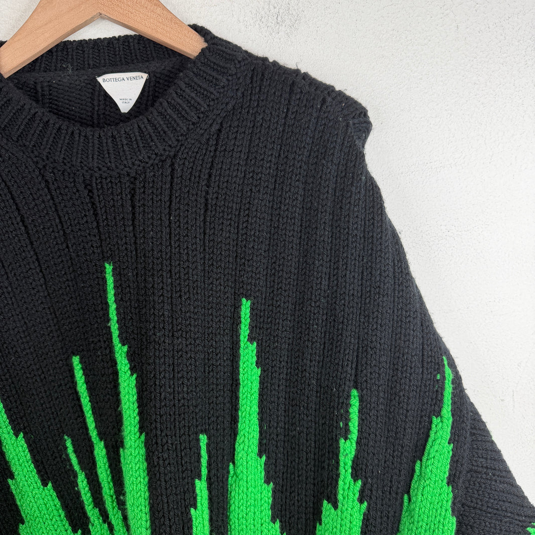 Bottega Veneta Wool Soundwave Split Knit Crewneck